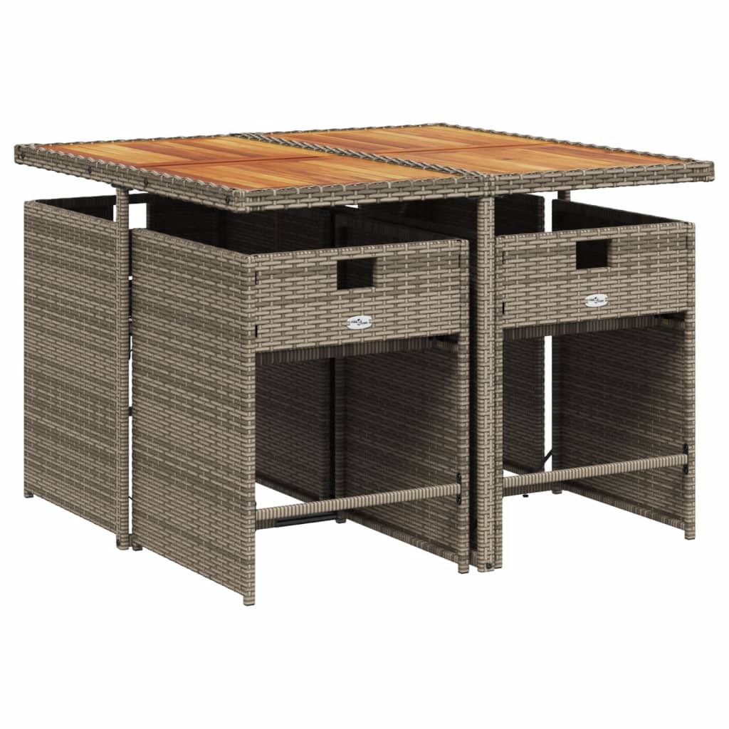 Set da pranzo da giardino da 5 pz con Cuscini in Polyrattan Grigio | homemem39