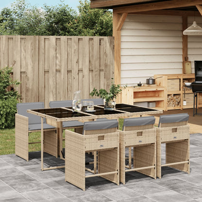Set Pranzo da Giardino 7 pz con Cuscini Beige Misto Polyrattan | homemem39