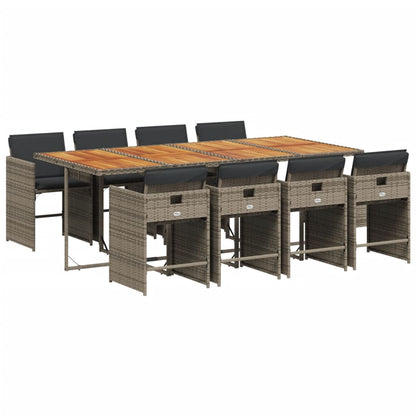 Set da Pranzo da Giardino 9 pz con Cuscini in Polyrattan Grigio | homemem39