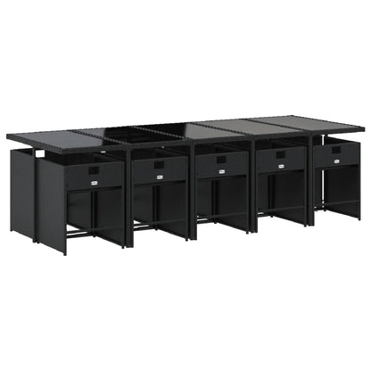 Set da Pranzo da Giardino 11 pz con Cuscini in Polyrattan Nero | homemem39