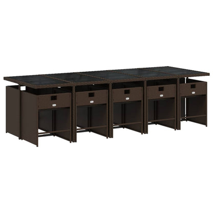 Set da Pranzo da Giardino 11 pz con Cuscini Polyrattan Marrone - homemem39