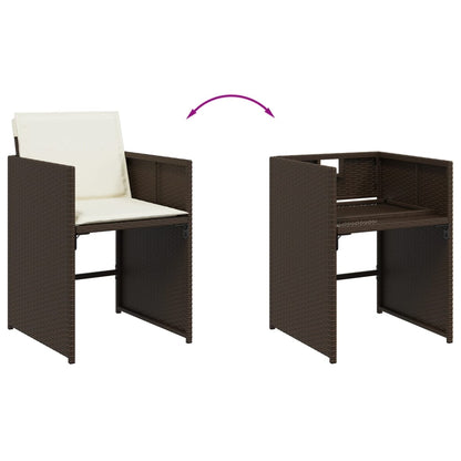 Set da Pranzo da Giardino 11 pz con Cuscini Polyrattan Marrone | homemem39