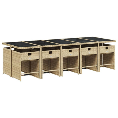 Set da Pranzo da Giardino 11 pz con Cuscini Beige in Polyrattan | homemem39
