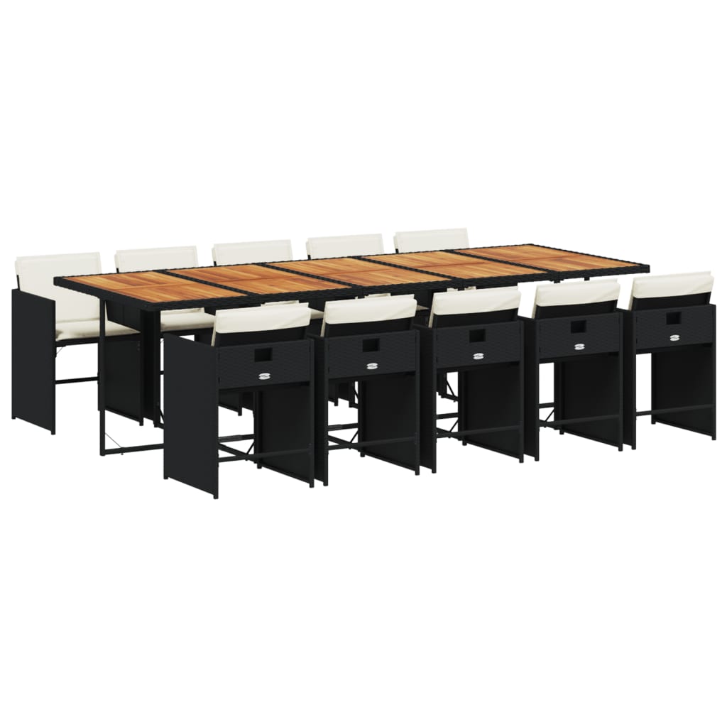 Set da Pranzo da Giardino 11 pz con Cuscini in Polyrattan Nero | homemem39