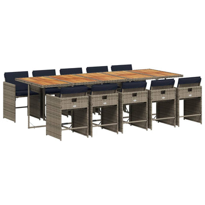 Set da pranzo da giardino da 11 pz con Cuscini in Polyrattan Grigio | homemem39