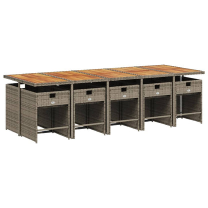 Set da pranzo da giardino da 11 pz con Cuscini in Polyrattan Grigio | homemem39