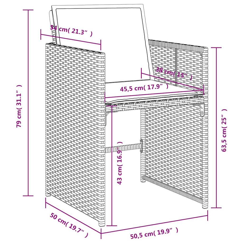 Set da pranzo da giardino da 11 pz con Cuscini in Polyrattan Grigio | homemem39