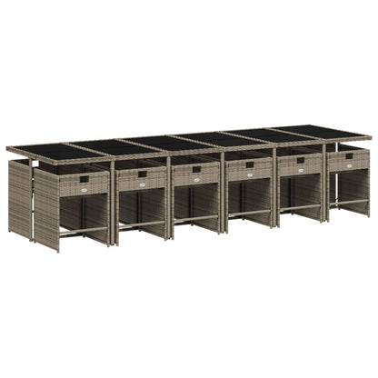 Set da Pranzo da Giardino 13pz con Cuscini Grigio in Polyrattan - homemem39