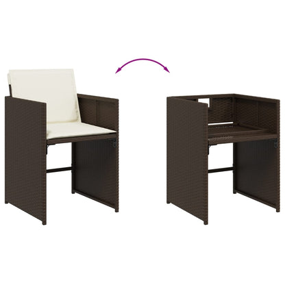 Set da Pranzo da Giardino 13pz con Cuscini Marrone Polyrattan - homemem39