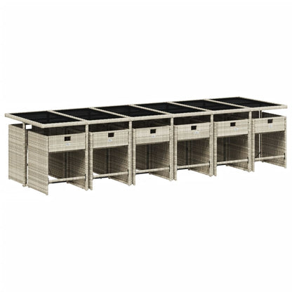 Set da Pranzo da Giardino 13pz con Cuscini Grigio in Polyrattan | homemem39