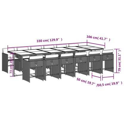 Set da pranzo da giardino da 13 pz con Cuscini in Polyrattan Grigio | homemem39