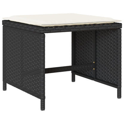 Set da Pranzo da Giardino 9 pz con Cuscini Nero in Polyrattan | homemem39