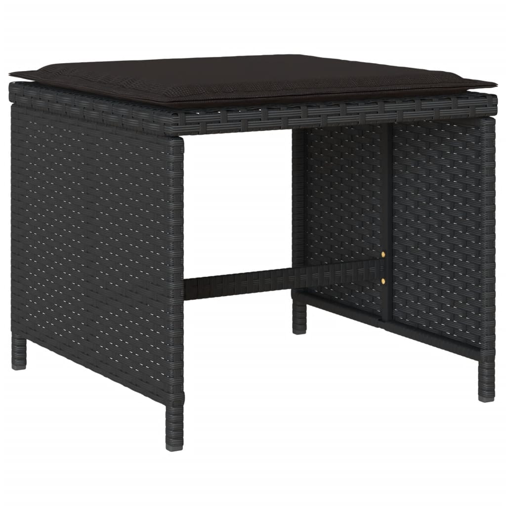 Set da Pranzo da Giardino 9 pz con Cuscini Nero in Polyrattan - homemem39