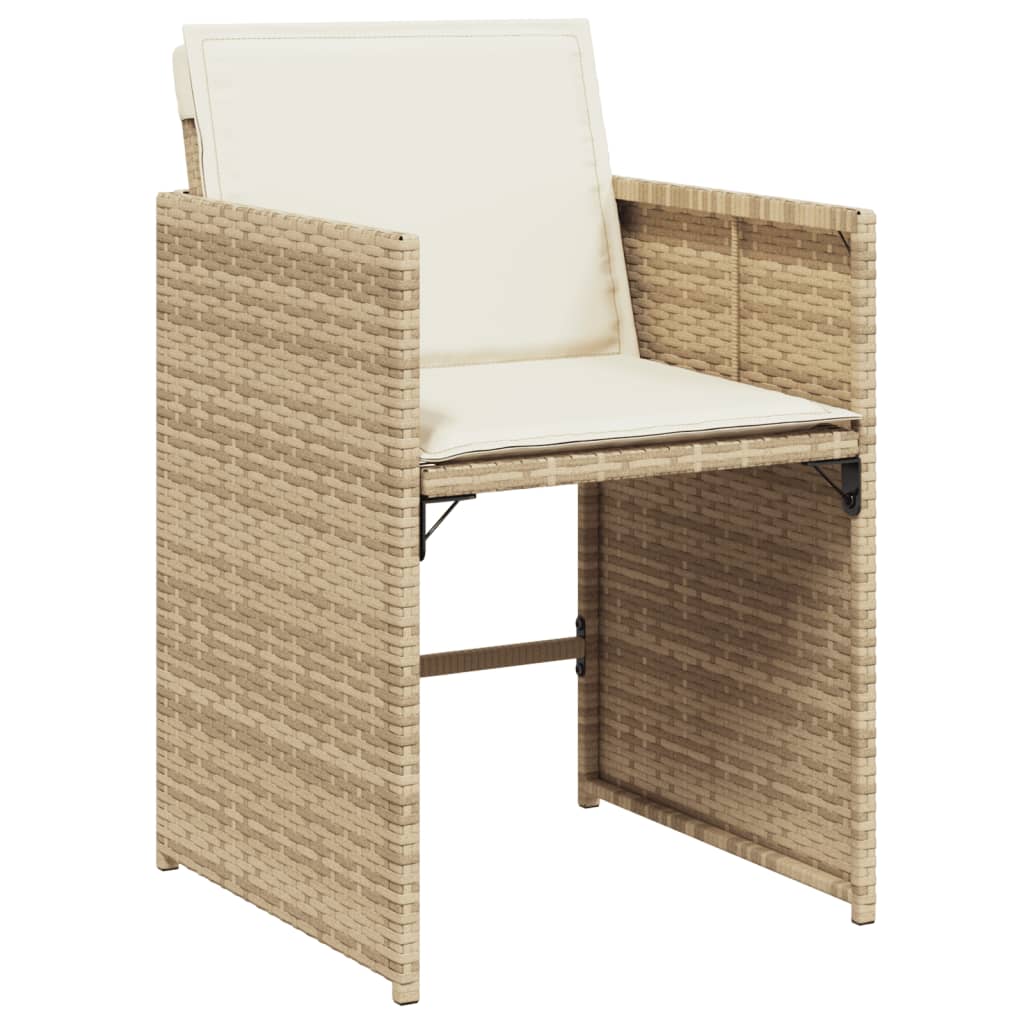 Set da Pranzo da Giardino 9 pz con Cuscini Beige in Polyrattan | homemem39