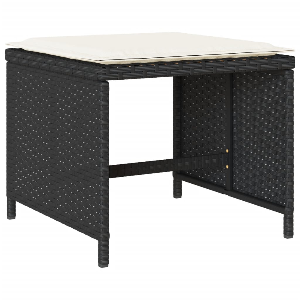 Set da Pranzo da Giardino 9 pz con Cuscini Nero in Polyrattan | homemem39