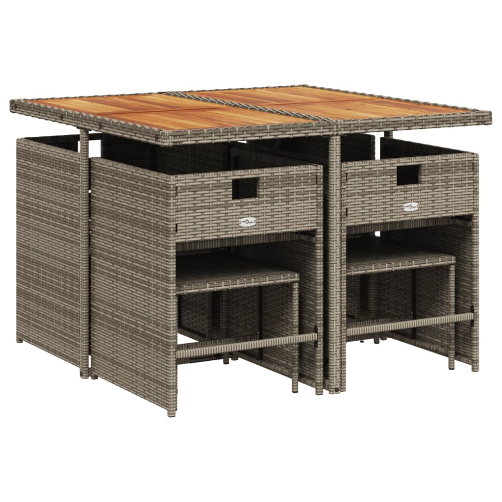 Set da pranzo da giardino da 9 pz con Cuscini in Polyrattan Grigio | homemem39