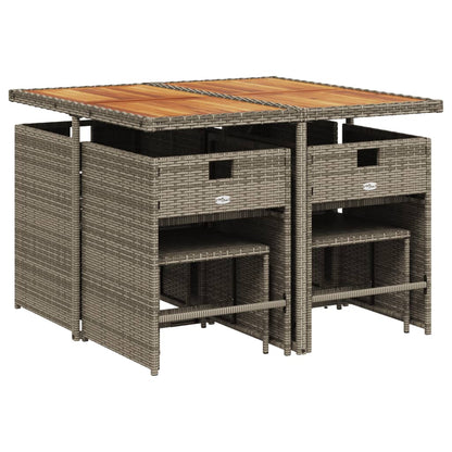 Set da pranzo da giardino da 9 pz con Cuscini in Polyrattan Grigio | homemem39