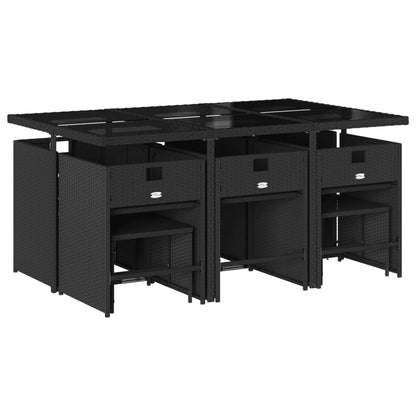 Set da Pranzo da Giardino 11 pz con Cuscini in Polyrattan Nero | homemem39