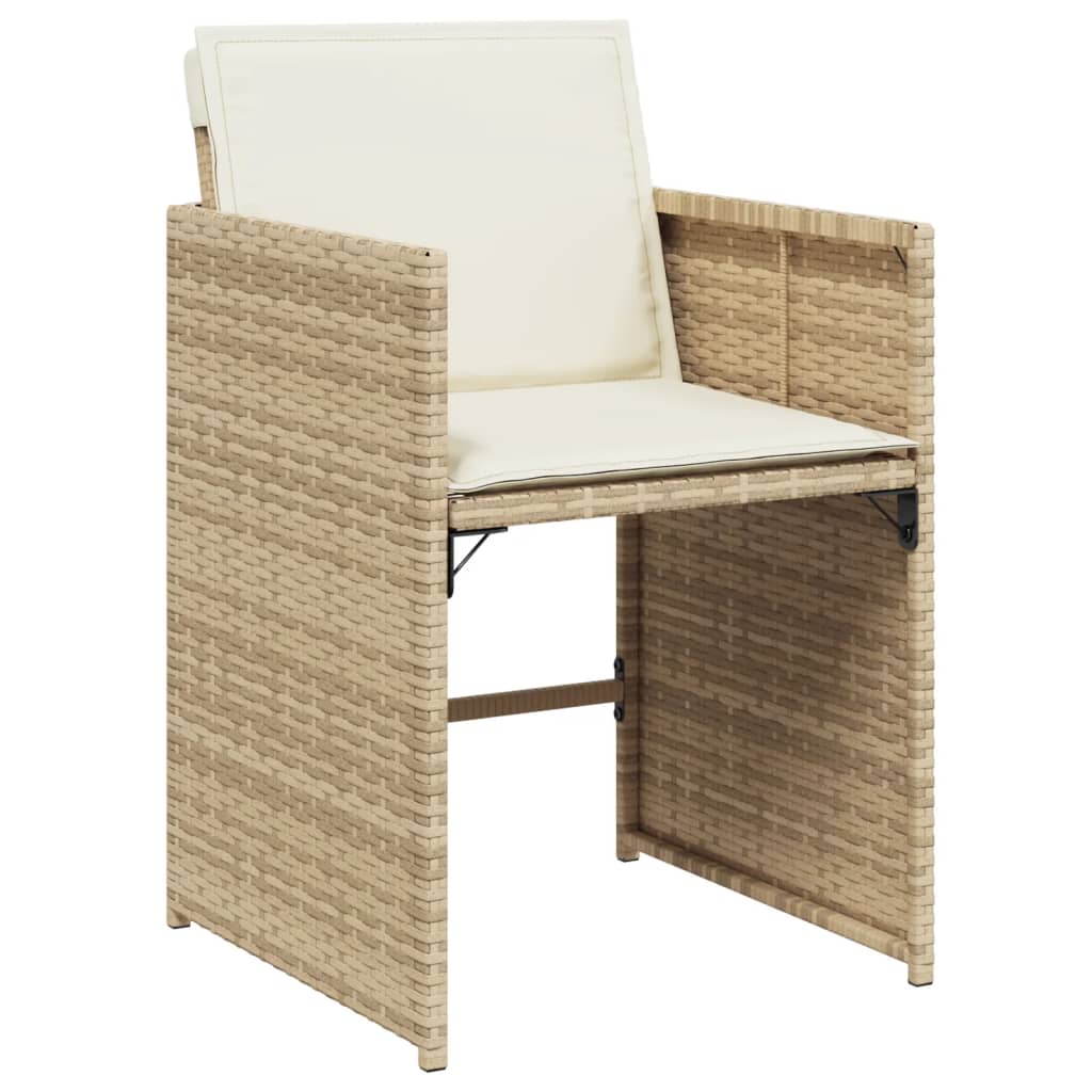 Set da Pranzo da Giardino 11 pz con Cuscini Beige in Polyrattan - homemem39