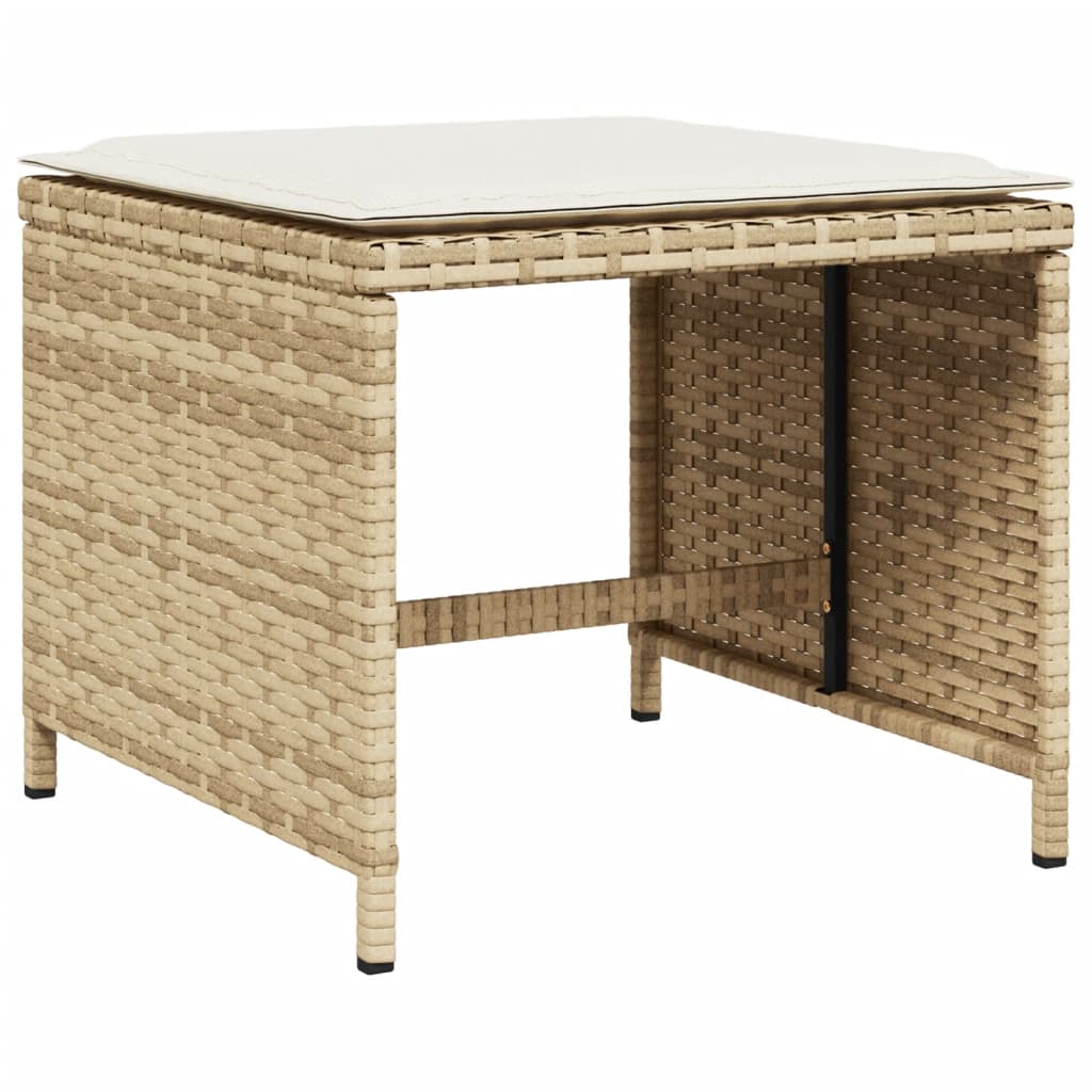 Set da Pranzo da Giardino 11 pz con Cuscini Beige in Polyrattan - homemem39