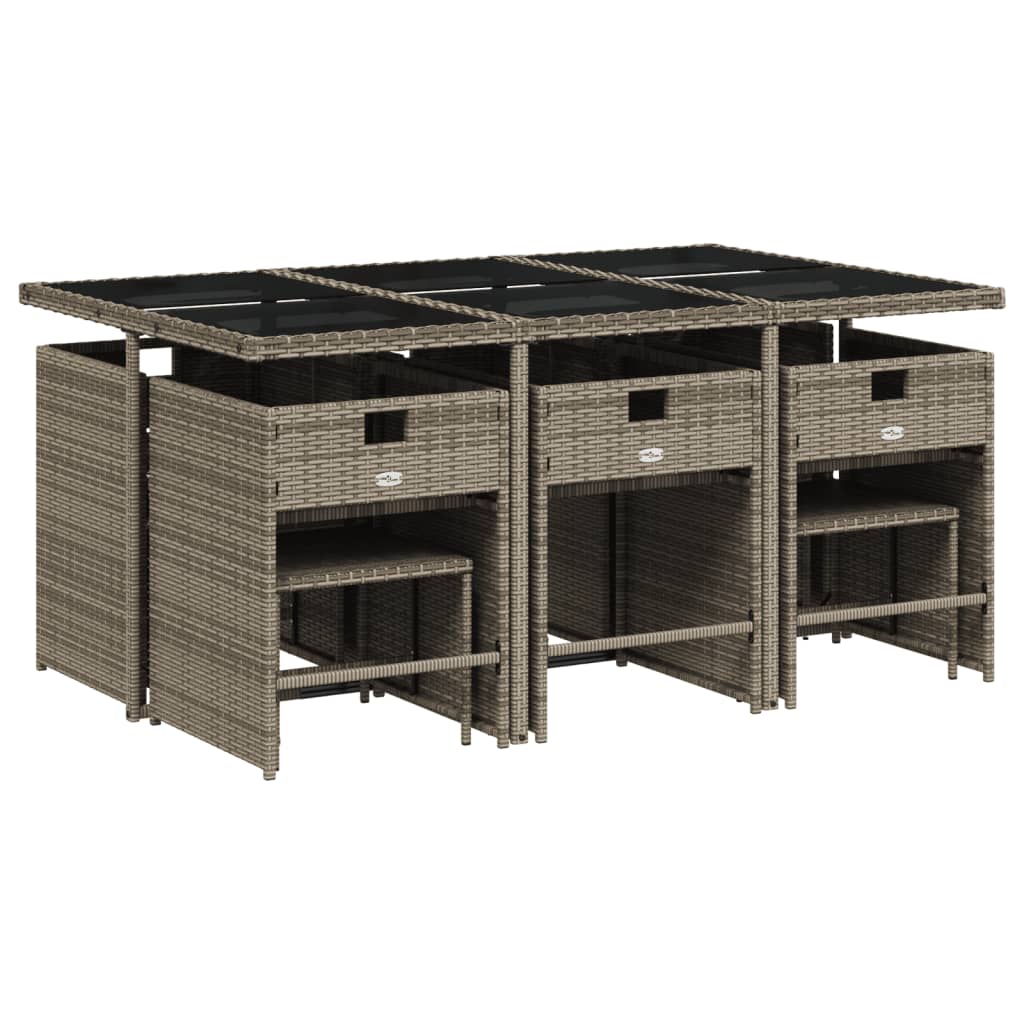 Set da pranzo da giardino da 11 pz con Cuscini in Polyrattan Grigio | homemem39