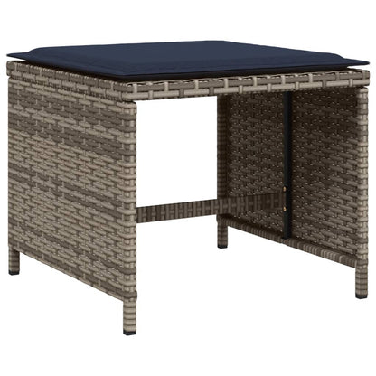 Set da pranzo da giardino da 11 pz con Cuscini in Polyrattan Grigio | homemem39