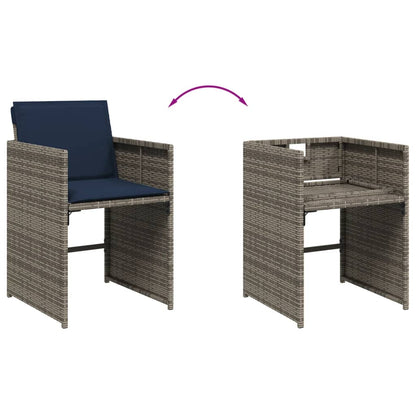 Set da pranzo da giardino da 11 pz con Cuscini in Polyrattan Grigio | homemem39