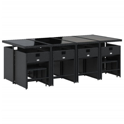 Set da Pranzo da Giardino 13pz con Cuscini Nero in Polyrattan | homemem39