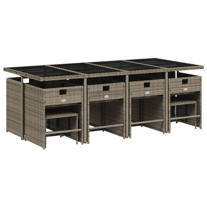 Set da Pranzo da Giardino 13pz con Cuscini Grigio in Polyrattan | homemem39