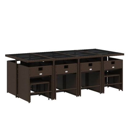 Set da Pranzo da Giardino 13pz con Cuscini Marrone Polyrattan - homemem39