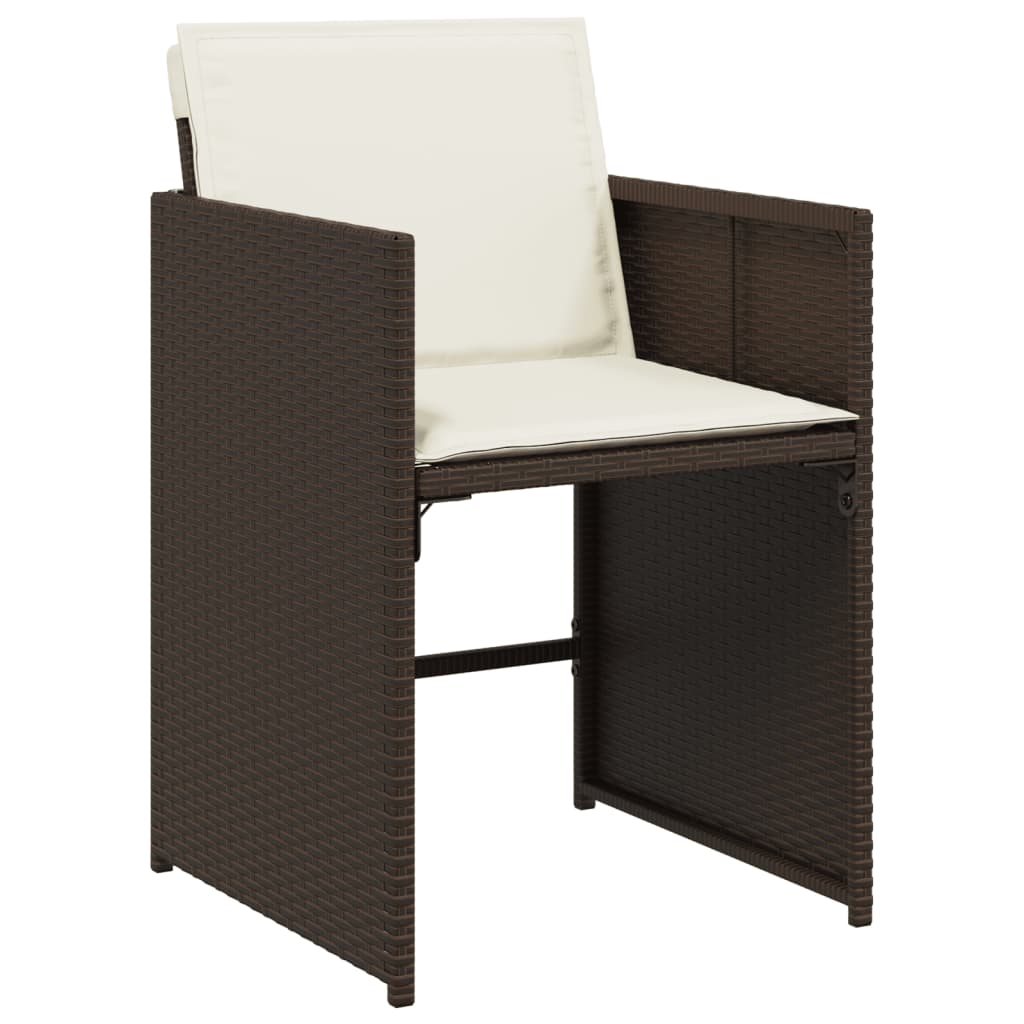 Set da Pranzo da Giardino 13pz con Cuscini Marrone Polyrattan | homemem39