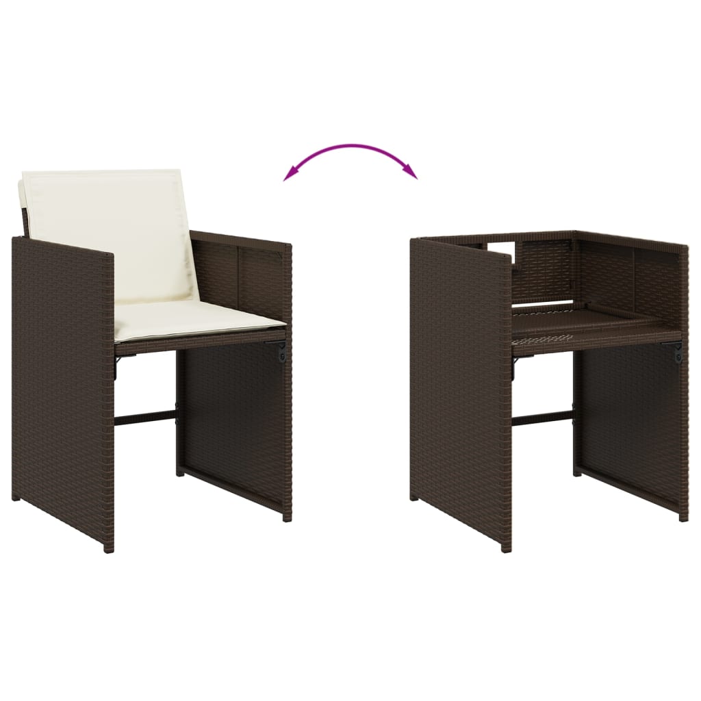 Set da Pranzo da Giardino 13pz con Cuscini Marrone Polyrattan | homemem39