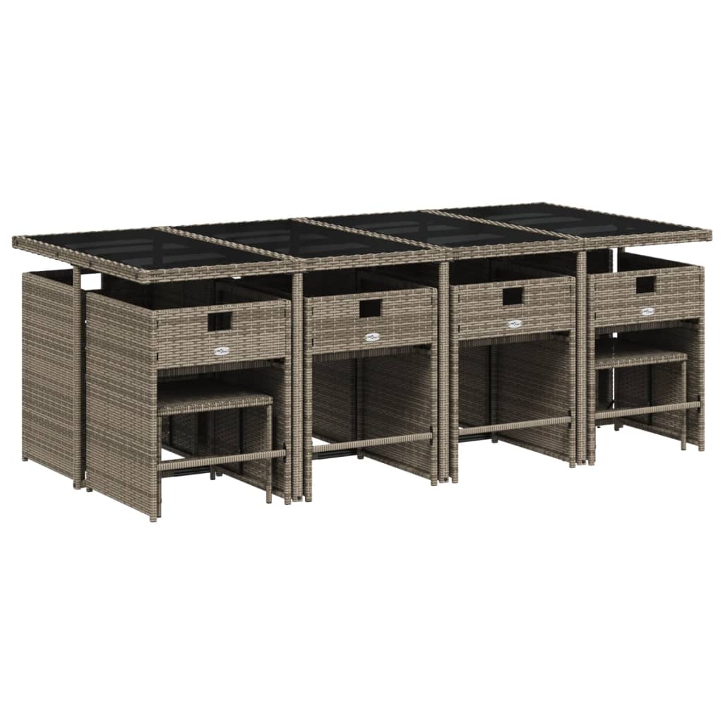 Set da pranzo da giardino da 13 pz con Cuscini in Polyrattan Grigio | homemem39