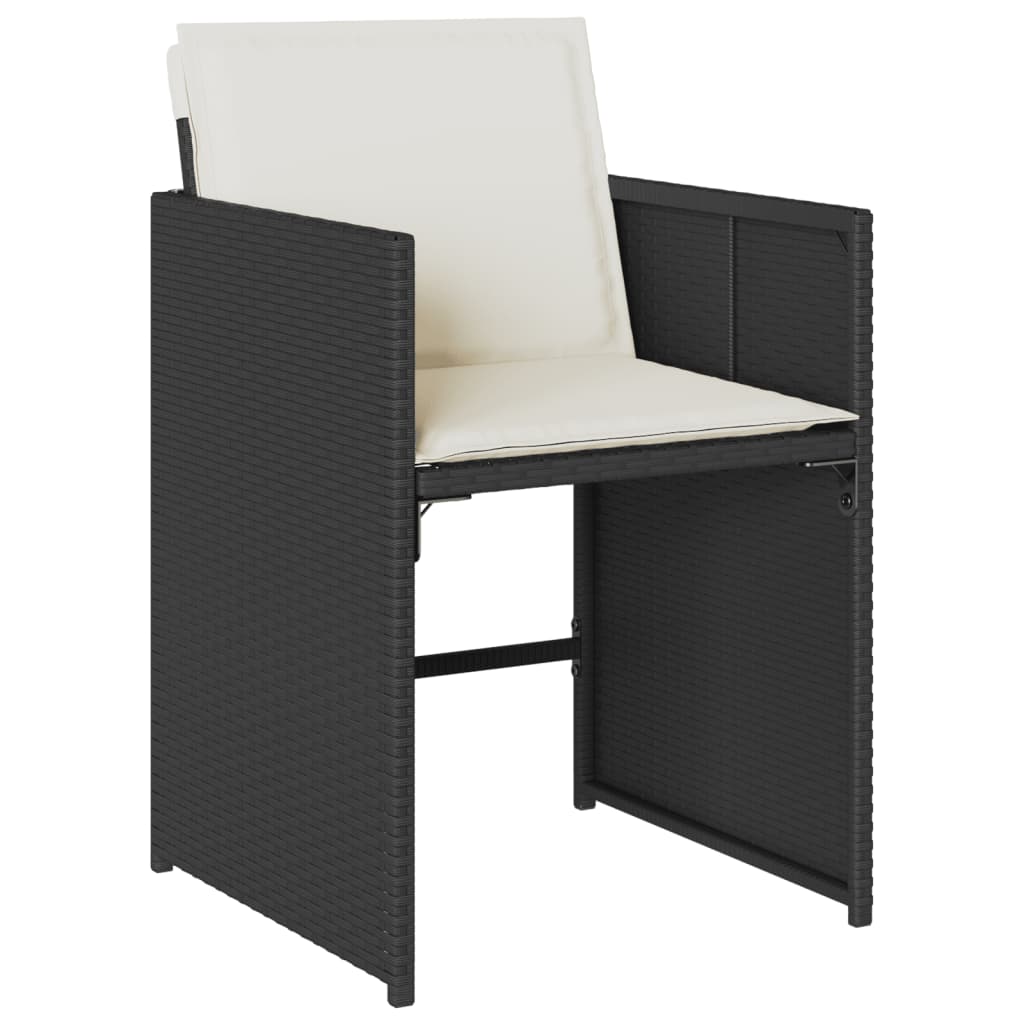Set da Pranzo da Giardino 15 pz con Cuscini Nero in Polyrattan | homemem39