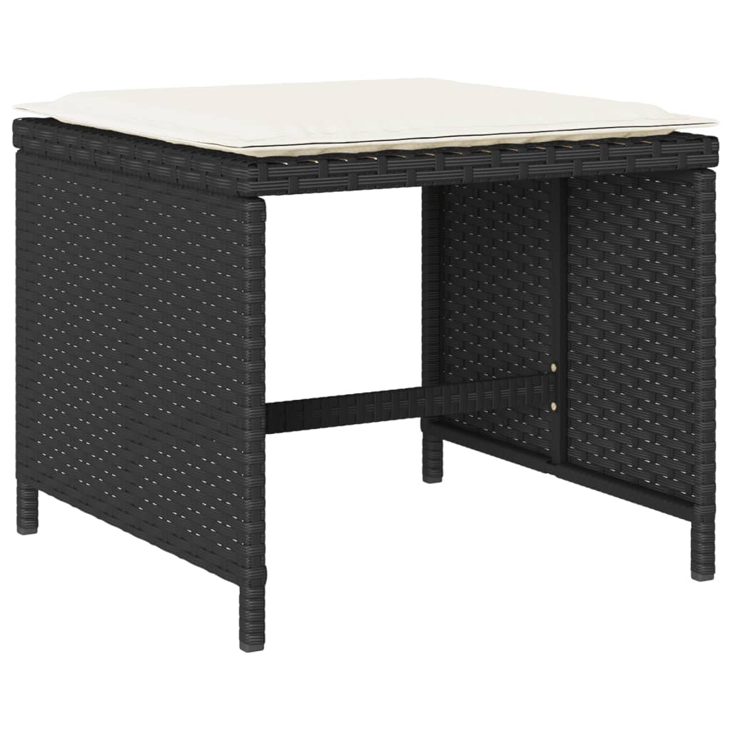 Set da Pranzo da Giardino 15 pz con Cuscini Nero in Polyrattan - homemem39