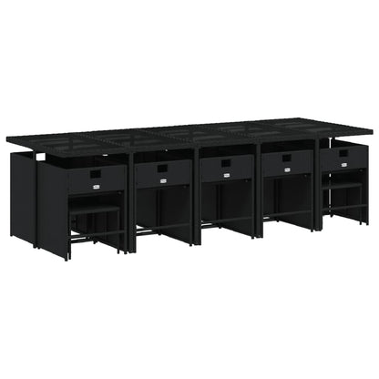 Set da Pranzo da Giardino 15 pz con Cuscini Nero in Polyrattan - homemem39