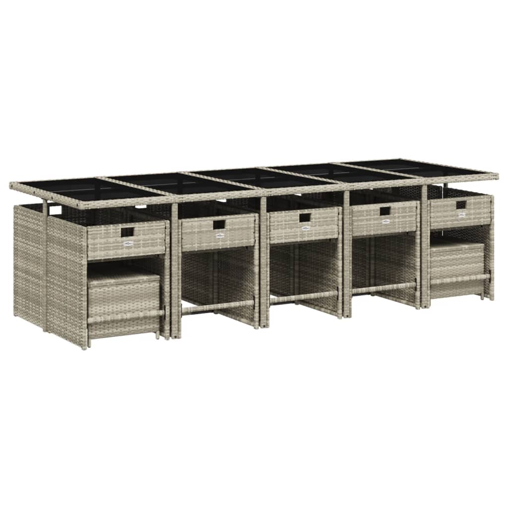 Set da Pranzo da Giardino 15 pz con Cuscini Grigio Polyrattan - homemem39