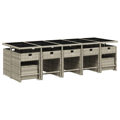 Set da Pranzo da Giardino 15 pz con Cuscini Grigio Polyrattan - homemem39