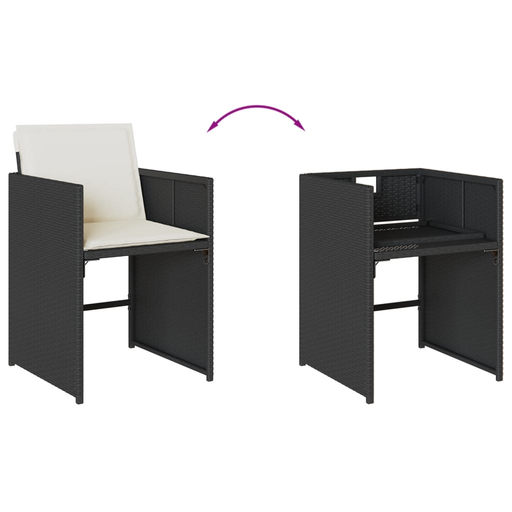Set da Pranzo da Giardino 15 pz con Cuscini Nero in Polyrattan | homemem39