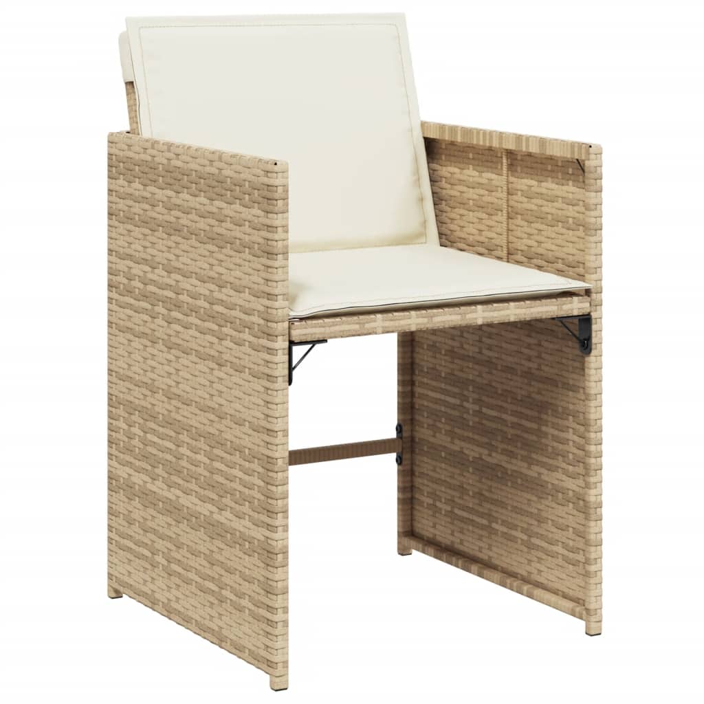 Set da Pranzo da Giardino 15 pz con Cuscini Beige in Polyrattan | homemem39
