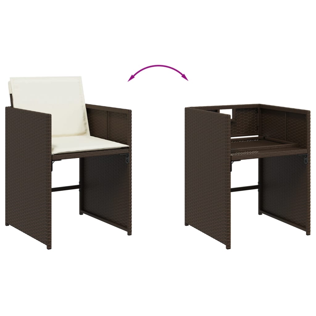 Set da Pranzo da Giardino 9pz con Cuscini Marrone in Polyrattan | homemem39