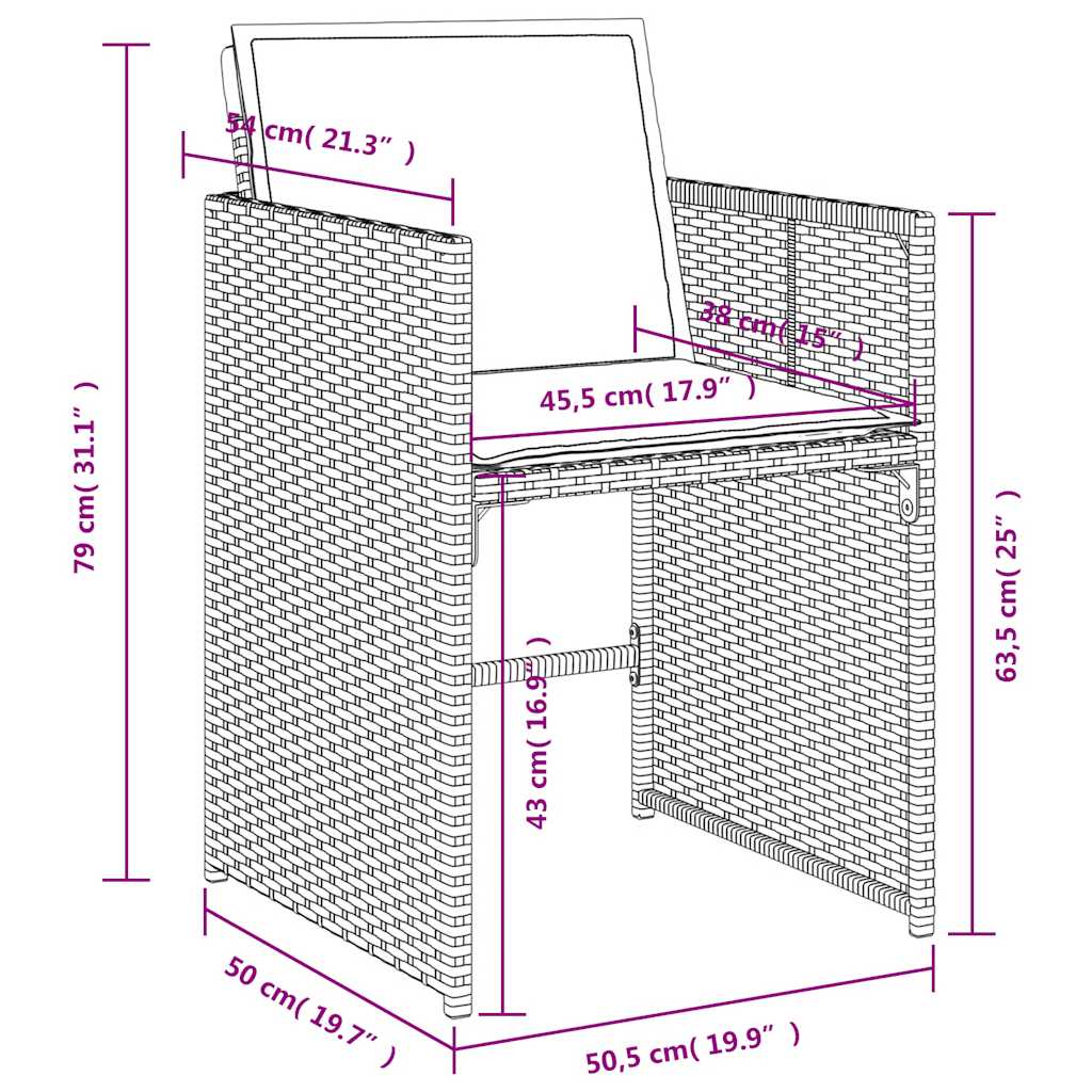 Set da pranzo da giardino da 9 pz con Cuscini in Polyrattan Grigio | homemem39