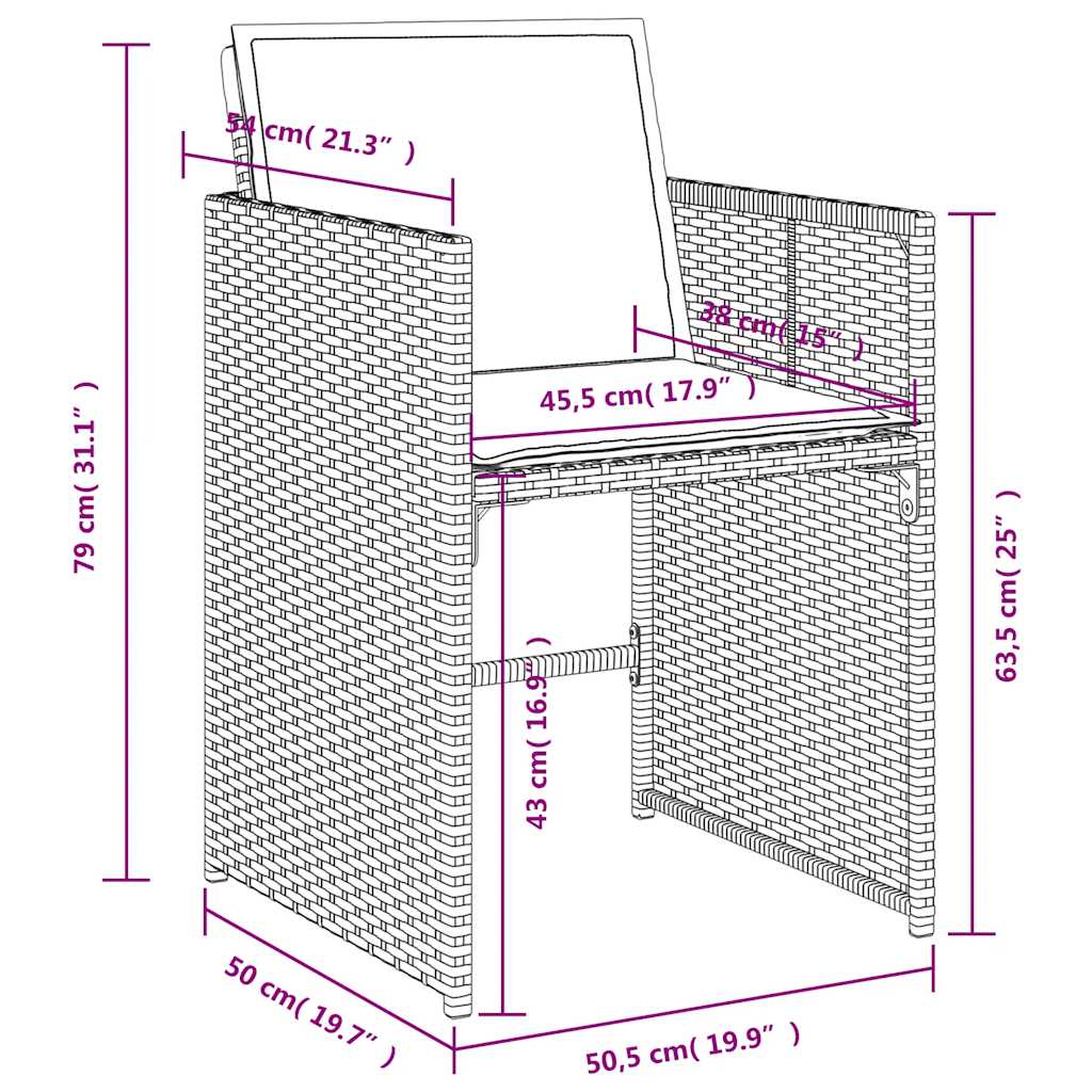 Set da pranzo da giardino da 9 pz con Cuscini in Polyrattan Grigio | homemem39