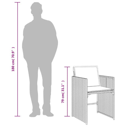 Set da pranzo da giardino da 9 pz con Cuscini in Polyrattan Grigio | homemem39