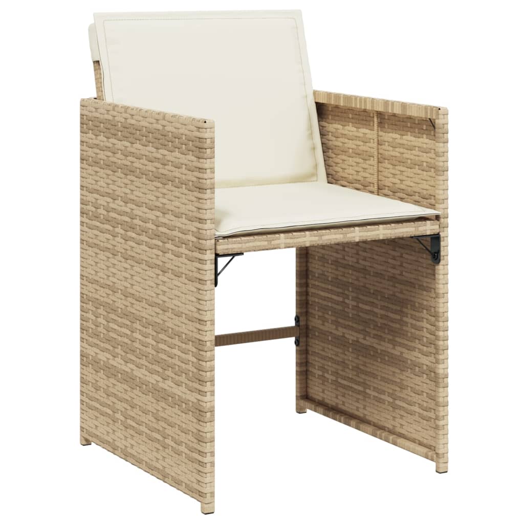 Set da Pranzo da Giardino 11 pz con Cuscini Beige in Polyrattan | homemem39