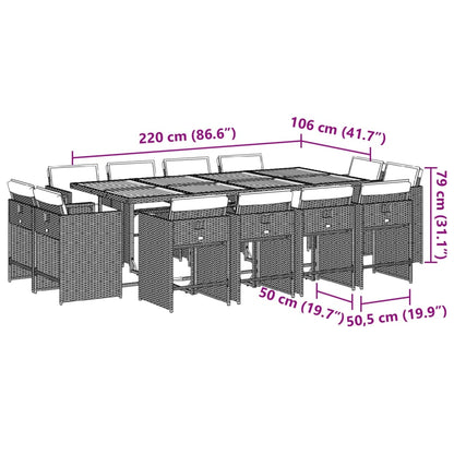 Set da Pranzo da Giardino 13pz con Cuscini Grigio in Polyrattan | homemem39