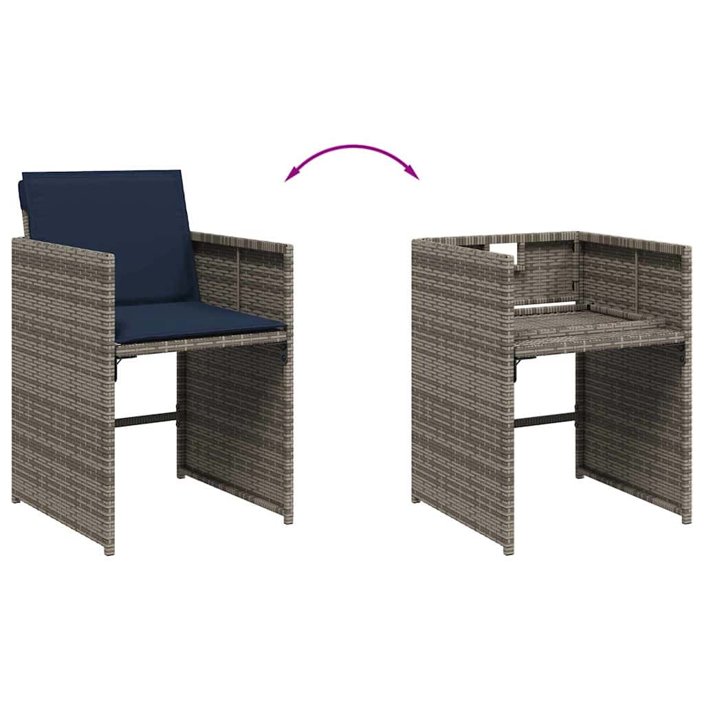 Set da pranzo da giardino da 15 pz con Cuscini in Polyrattan Grigio | homemem39