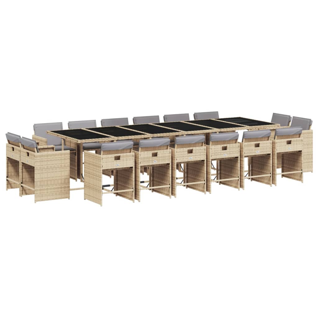 Set Pranzo da Giardino 17 pz con Cuscini Beige Misto Polyrattan | homemem39