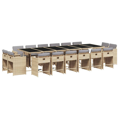 Set Pranzo da Giardino 17 pz con Cuscini Beige Misto Polyrattan | homemem39