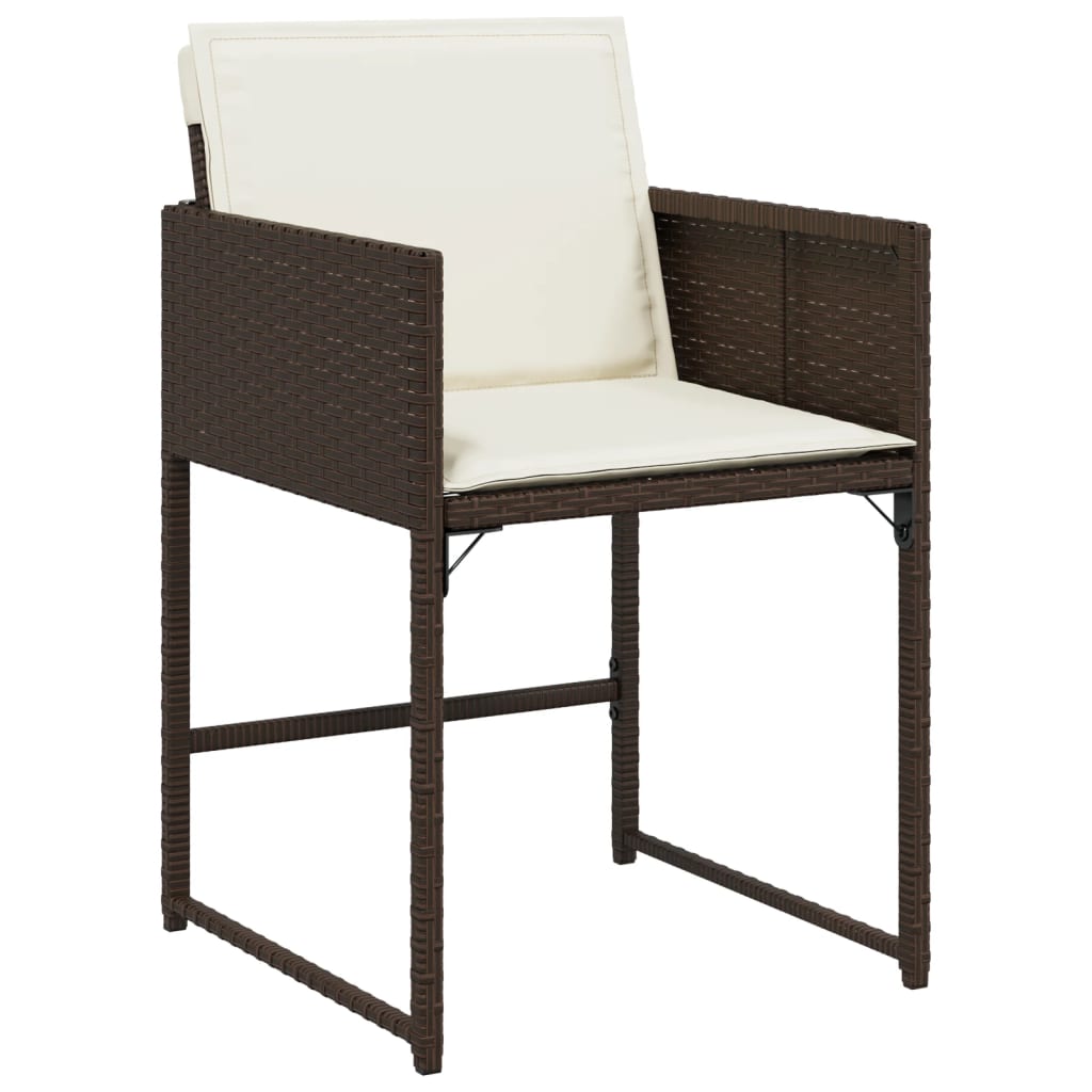 Set da Pranzo da Giardino 5pz con Cuscini in Polyrattan Marrone - homemem39